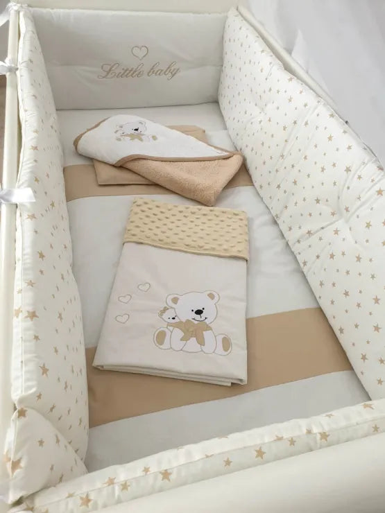 Set lenjerie ESENTIAL cu aparatori simple - ursulet