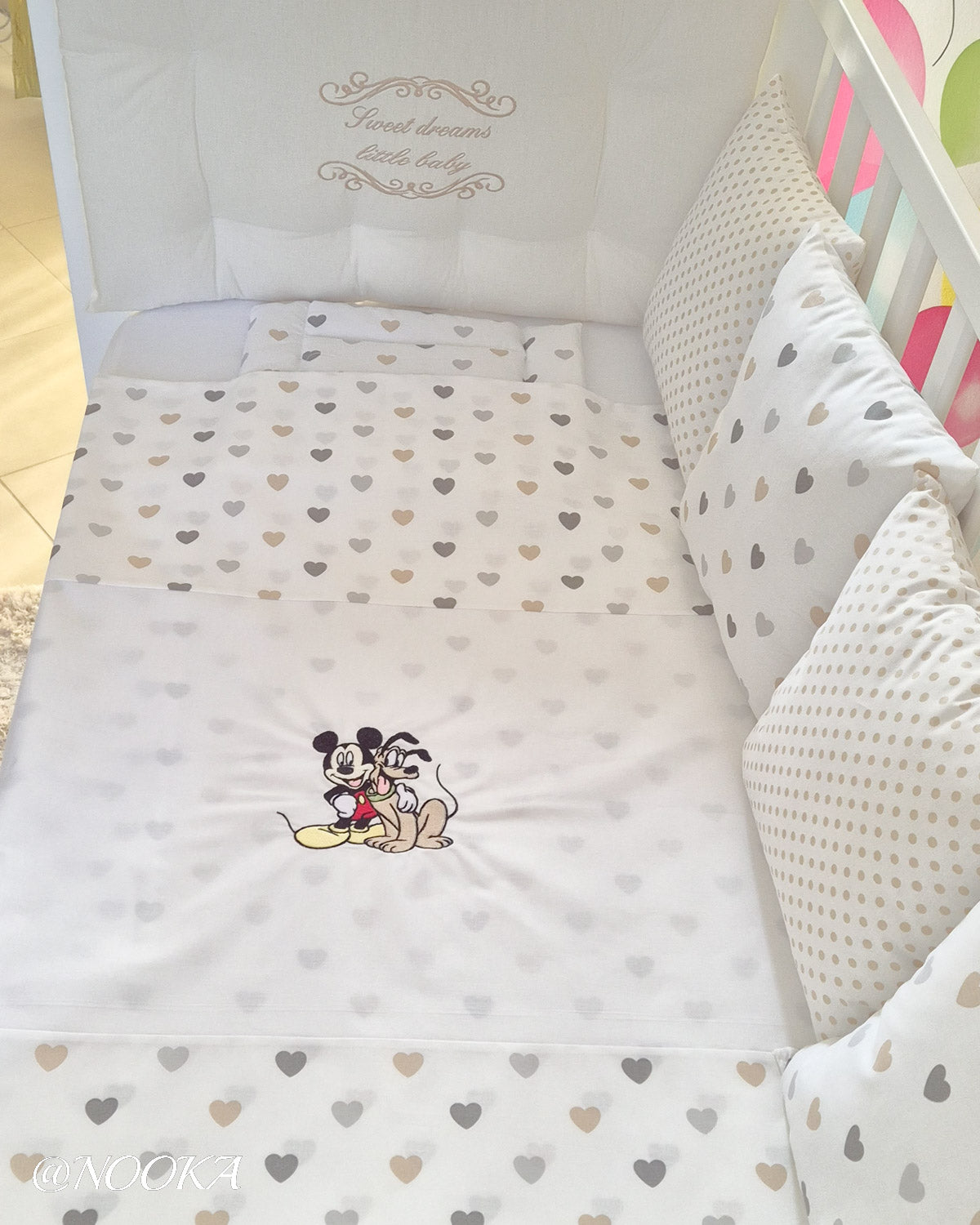 Set lenjerie CONFORT laterale matlasate (3L)-NOOKA Happy Friends Beige