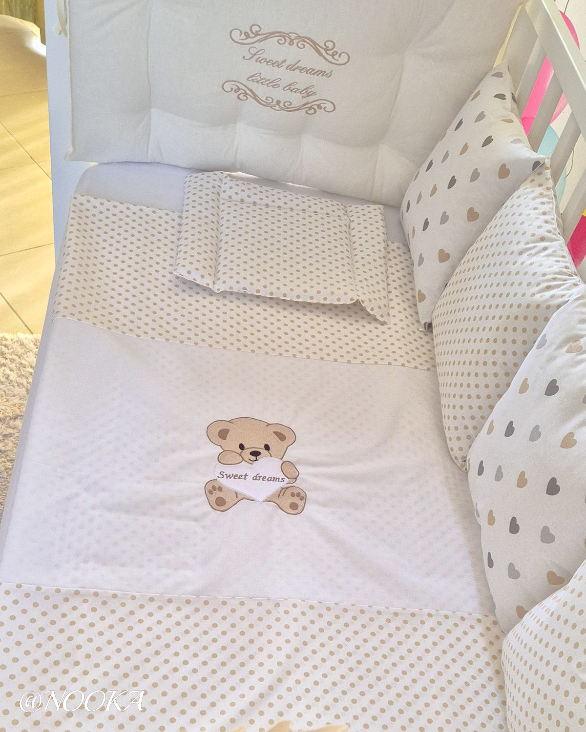 Set lenjerie CONFORT laterale matlasate (3L)-NOOKA Teddy Love Beige