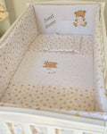 Set lenjerie ESENTIAL cu aparatori clasice - NOOKA Teddy Stars Beige