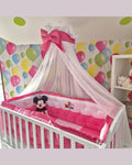 Set lenjerie PREMIUM laterale matlasate si baldachin decorativ Royal Fuchsia Nest