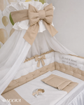Set lenjerie PREMIUM laterale matlasate cu baldachin decorativ - NOOKA Little Angel