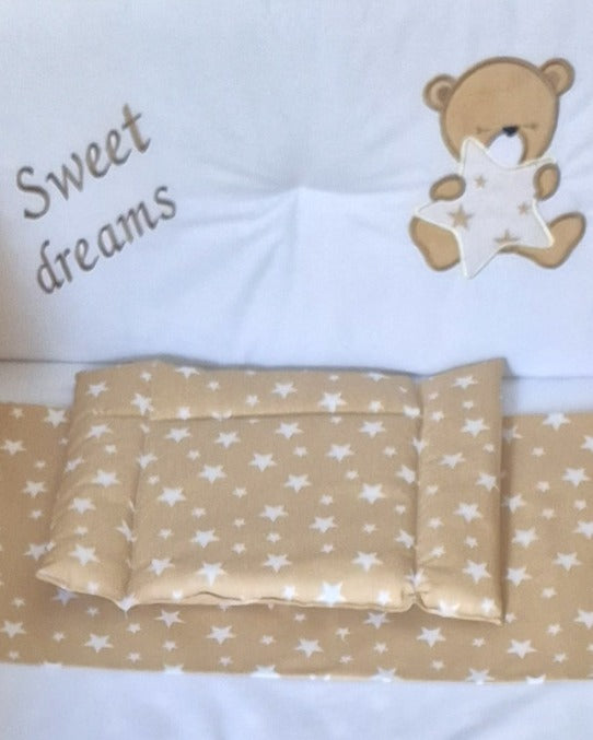 Set lenjerie ESENTIAL cu aparatori clasice - NOOKA Teddy Stars