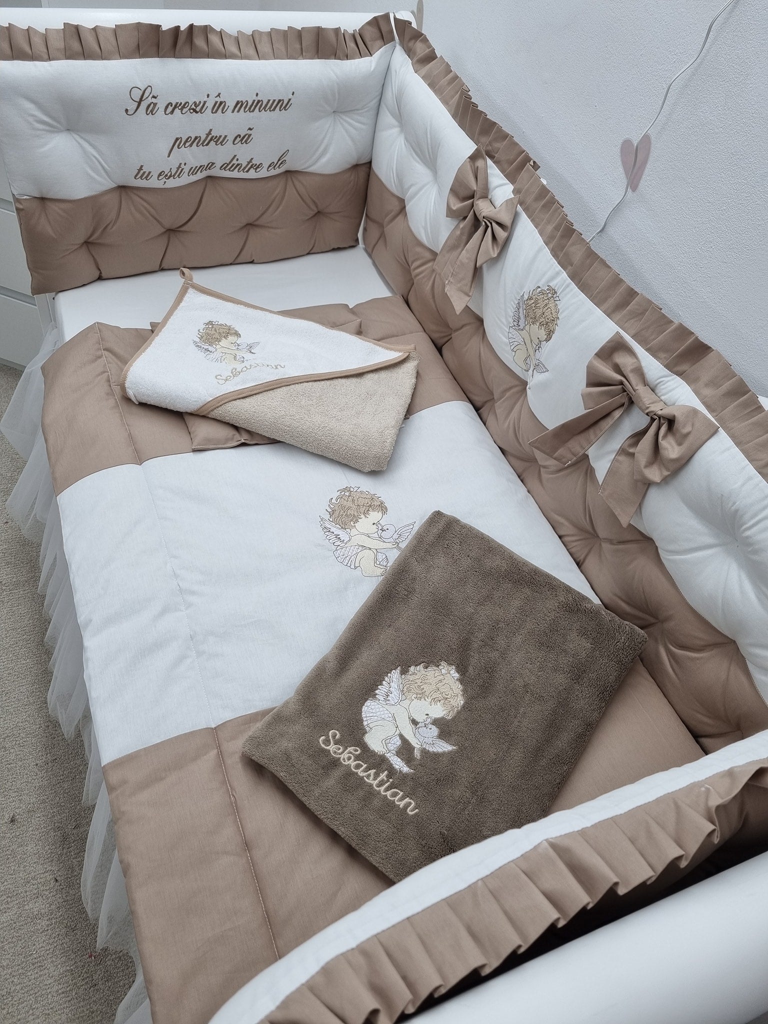 Set lenjerie PREMIUM laterale matlasate - Crem latte