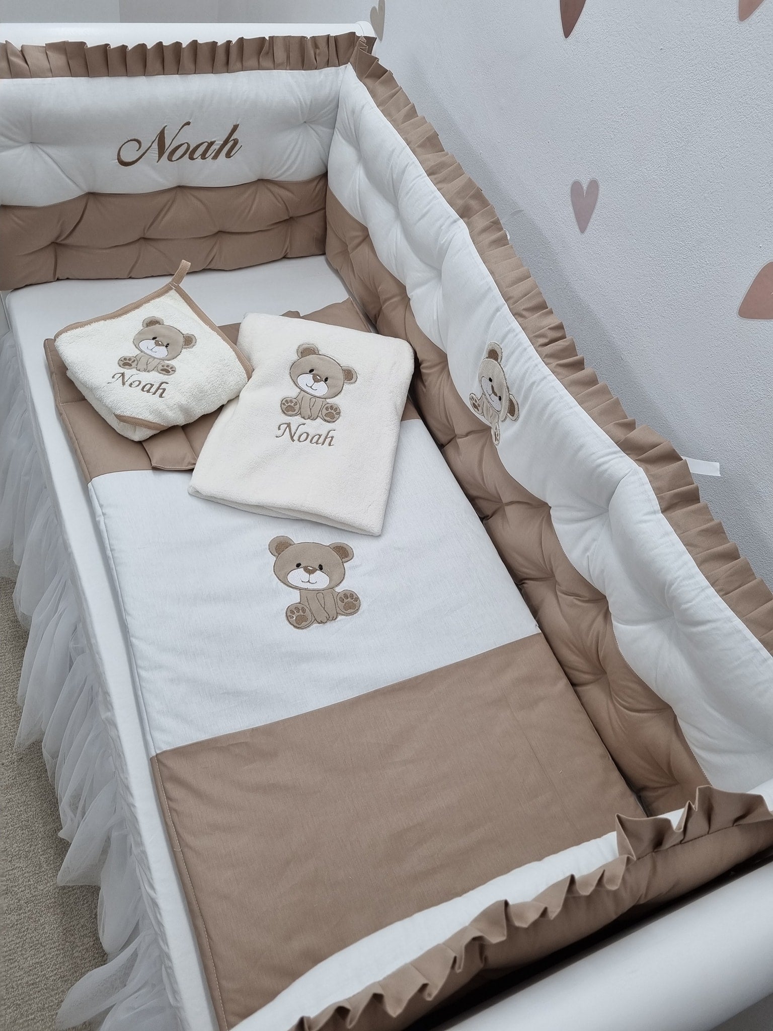 Set lenjerie PREMIUM laterale matlasate - Crem latte