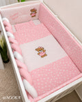 Set lenjerie ESENTIAL cu aparatori combinate NOOKA  Little Bear Pink