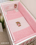 Set lenjerie ESENTIAL cu aparatori clasice NOOKA  Little Bear Pink