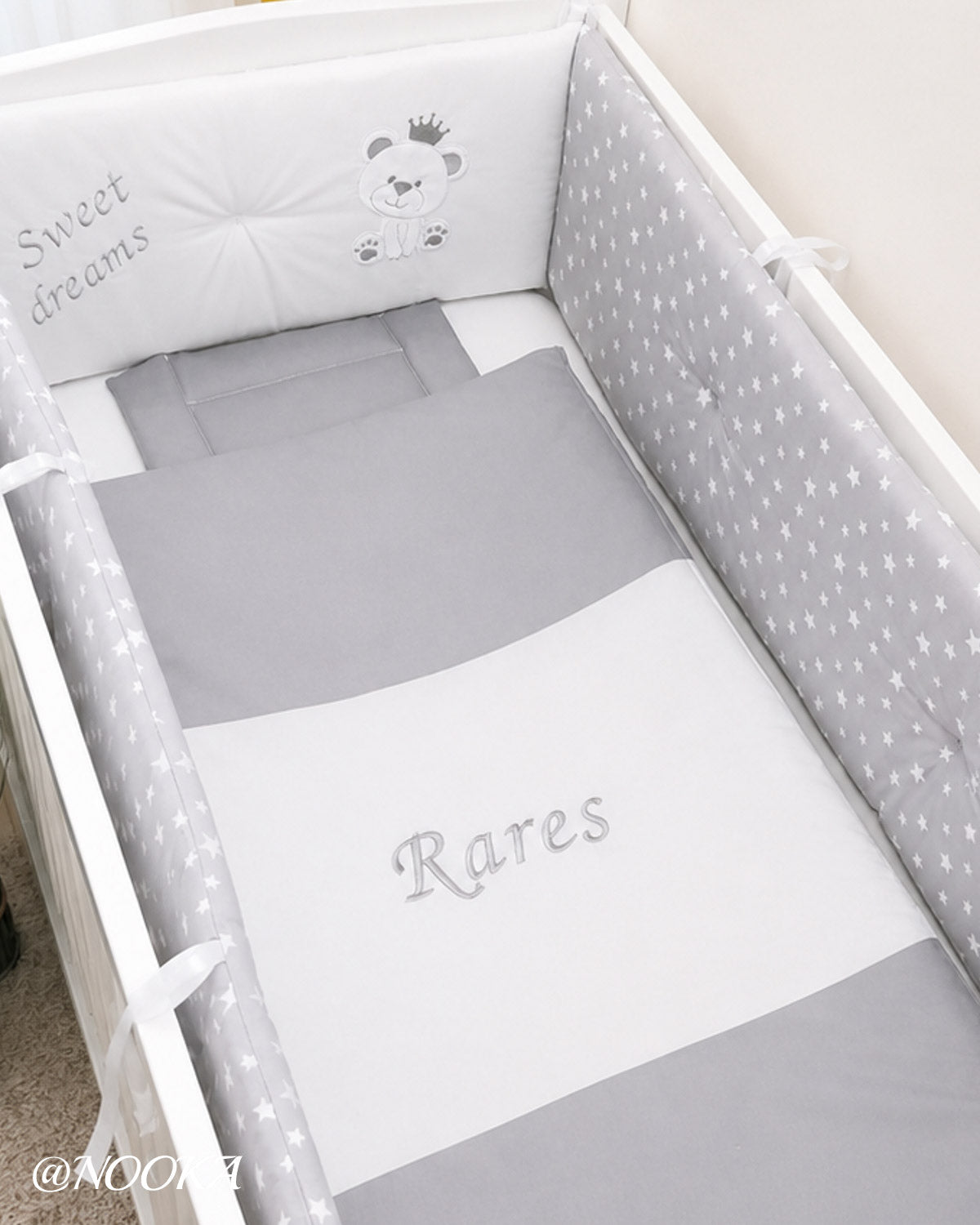 Set lenjerie ESENTIAL cu aparatori clasice NOOKA  Teddy King