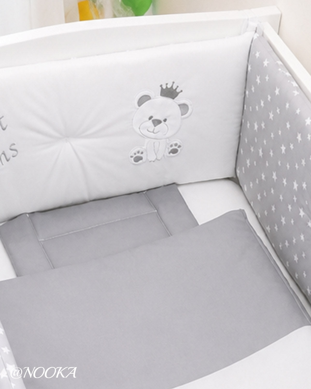Set lenjerie ESENTIAL cu aparatori clasice NOOKA  Teddy King