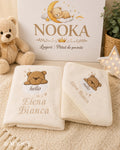 Set cadou – Păturică și prosop cu glugă  NOOKA Hello Teddy