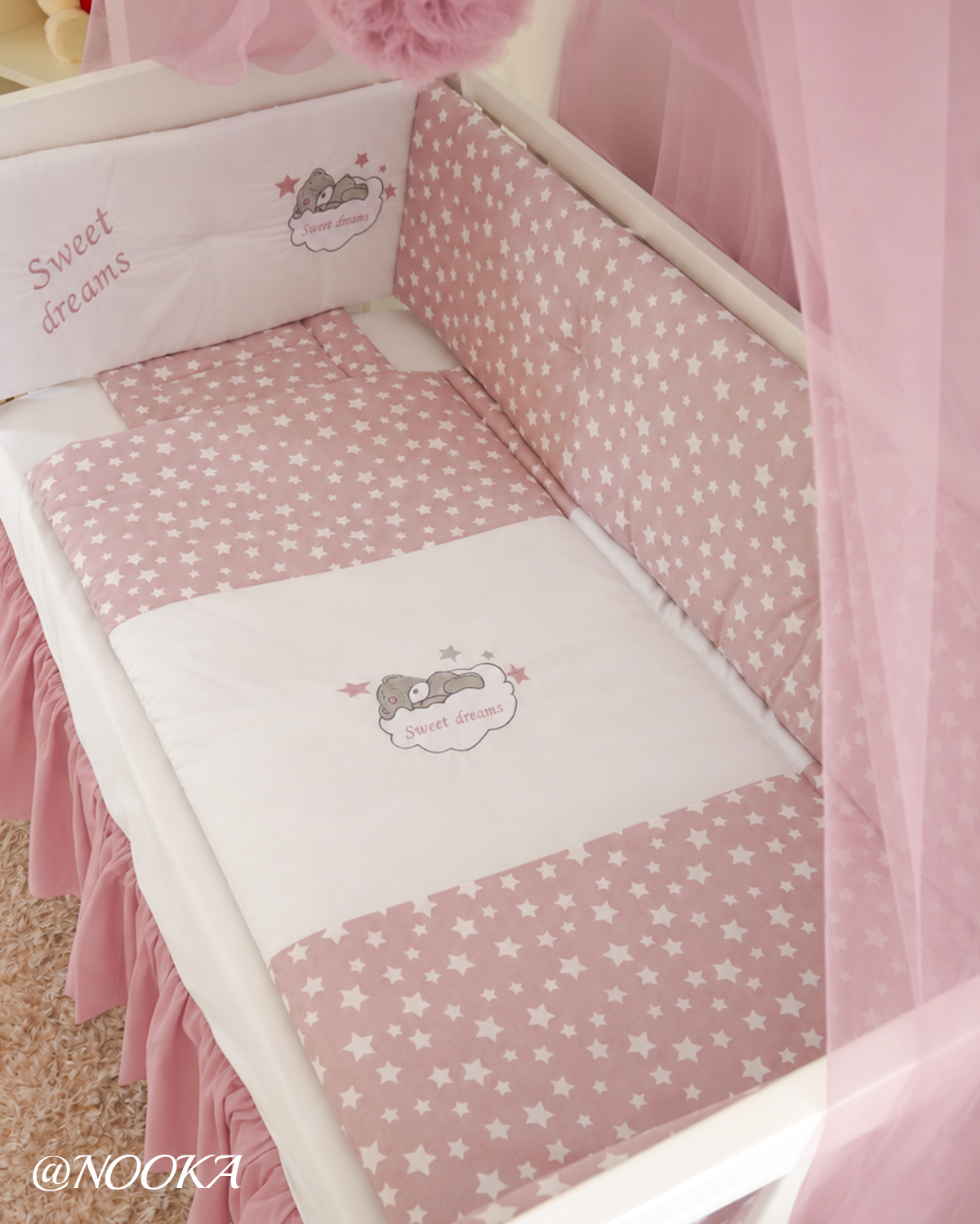 Set lenjerie  cu aparatori clasice  NOOKA  – Sweet Dreams Rose