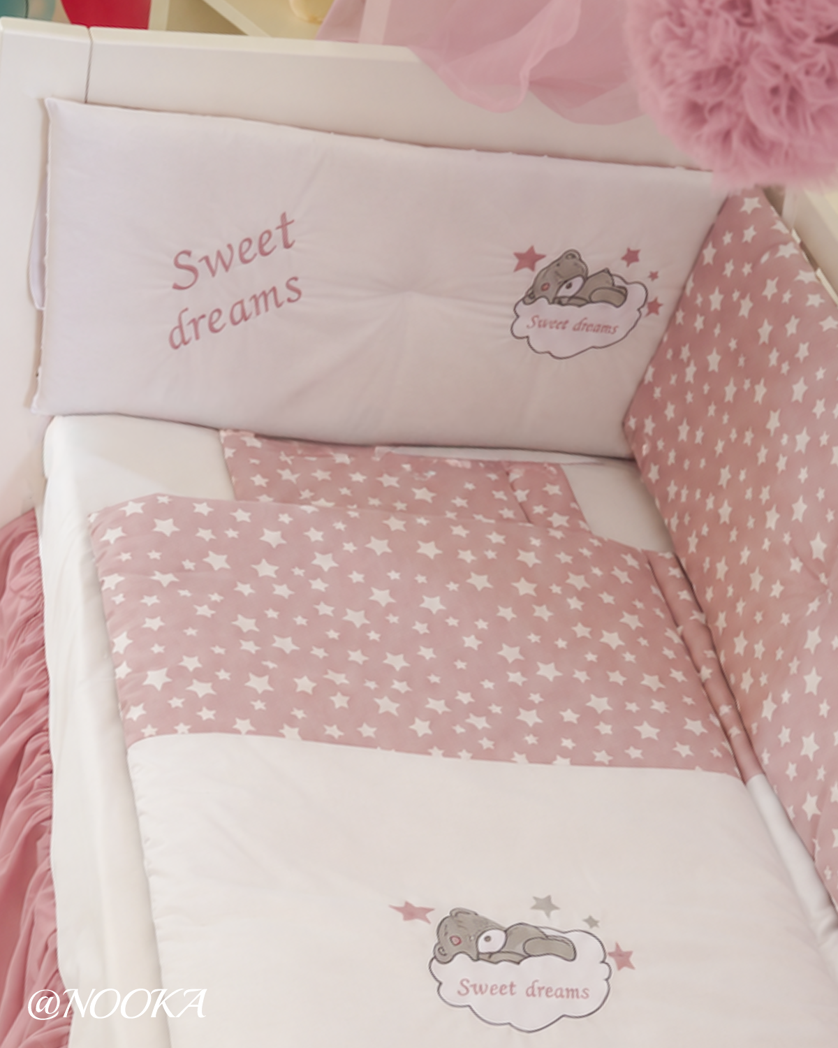 Set lenjerie  cu aparatori clasice  NOOKA  – Sweet Dreams Rose