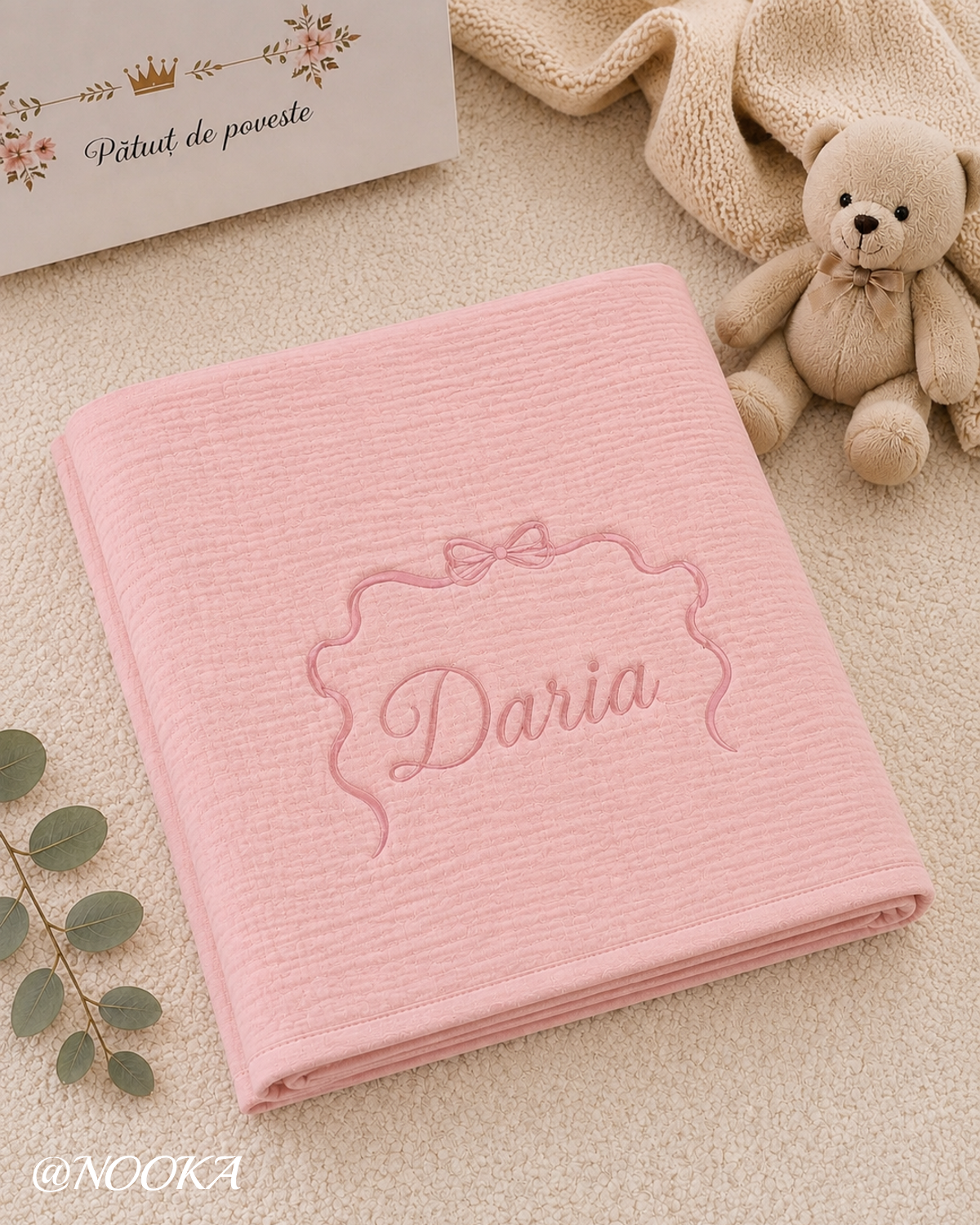 Păturică NOOKA Muselina  –personalizată cu nume