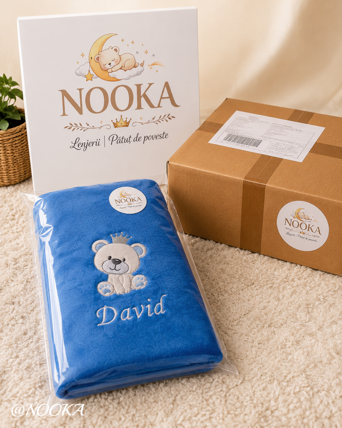 Păturică NOOKA Premium –personalizată cu nume