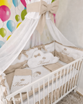 Set lenjerie PREMIUM laterale matlasate cu baldachin decorativ - NOOKA Royal Beige