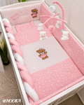 Set lenjerie ESENTIAL cu aparatori combinate NOOKA  Little Bear Pink