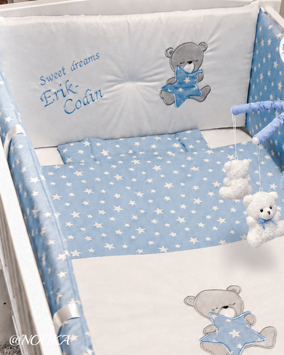 Set lenjerie ESENTIAL cu aparatori clasice NOOKA Blue Stars