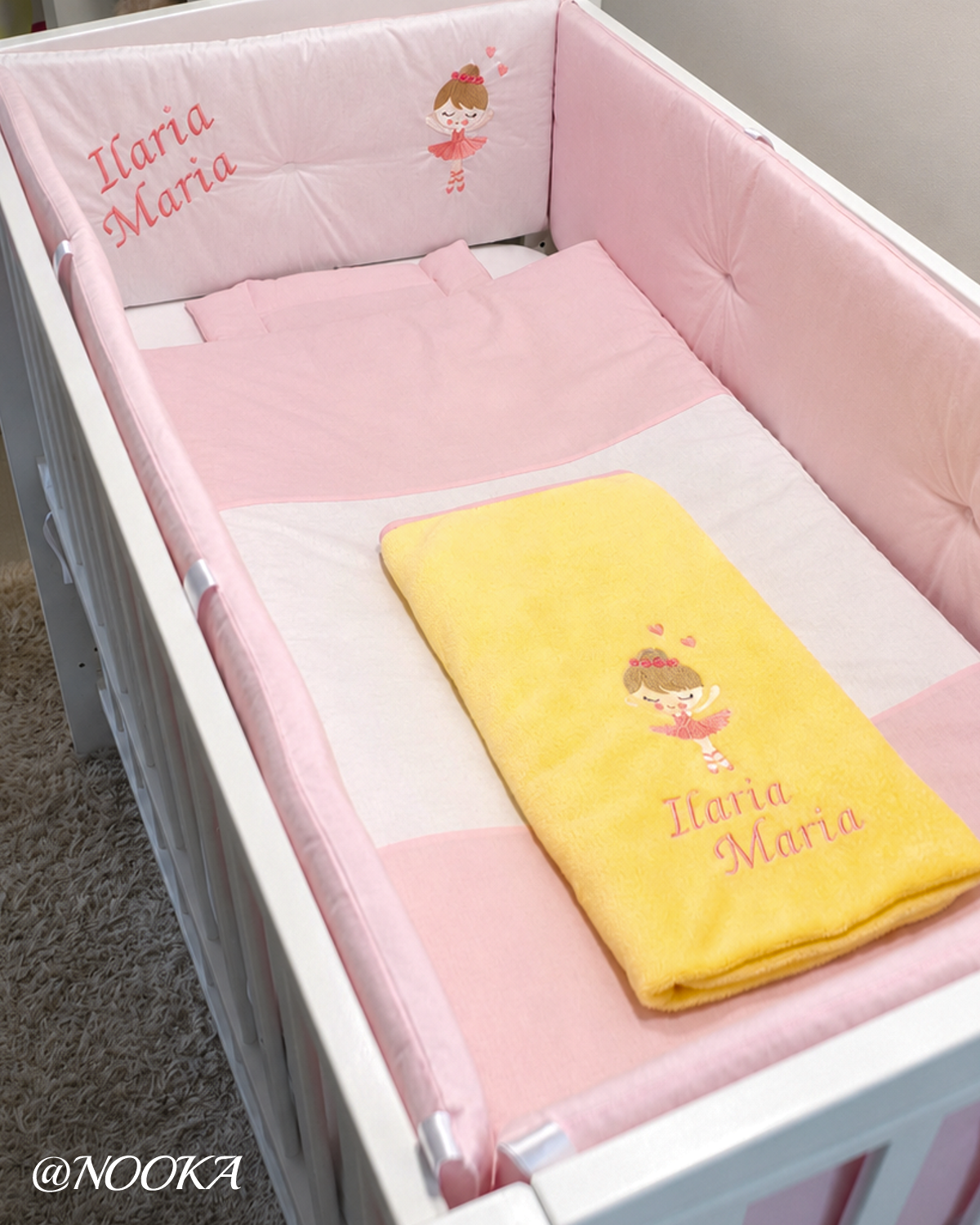 Set lenjerie ESENTIAL cu aparatori clasice NOOKA Pink Ballerina