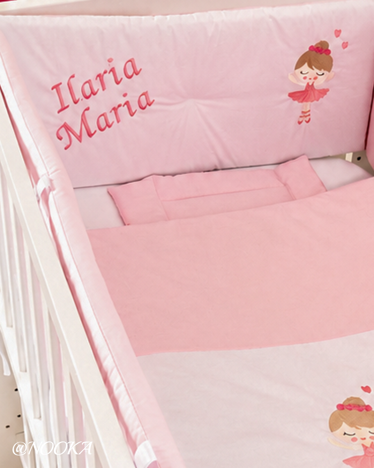 Set lenjerie ESENTIAL cu aparatori clasice NOOKA Pink Ballerina