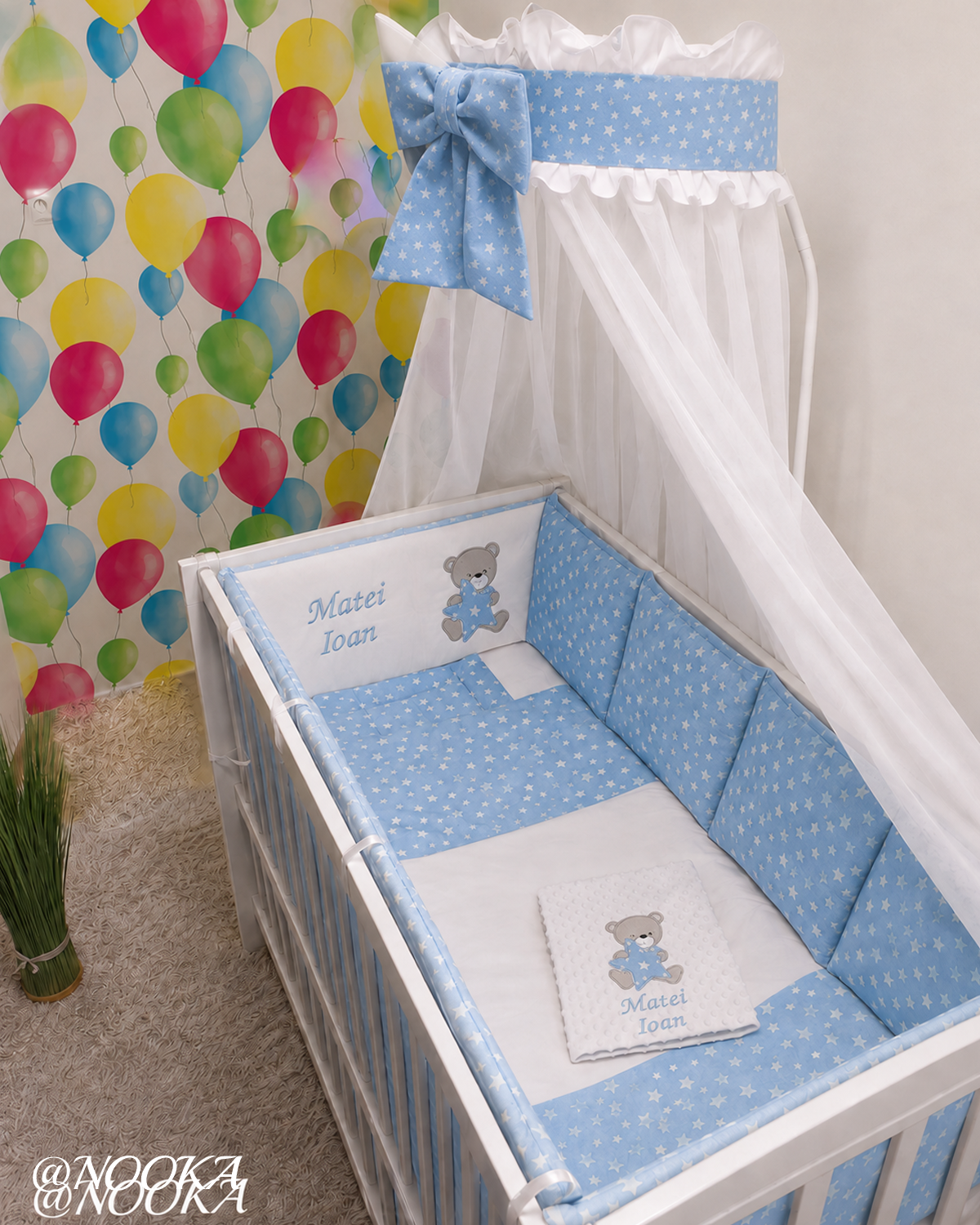 Set lenjerie CONFORT cu baldachin si brau -NOOKA Little Star Bear