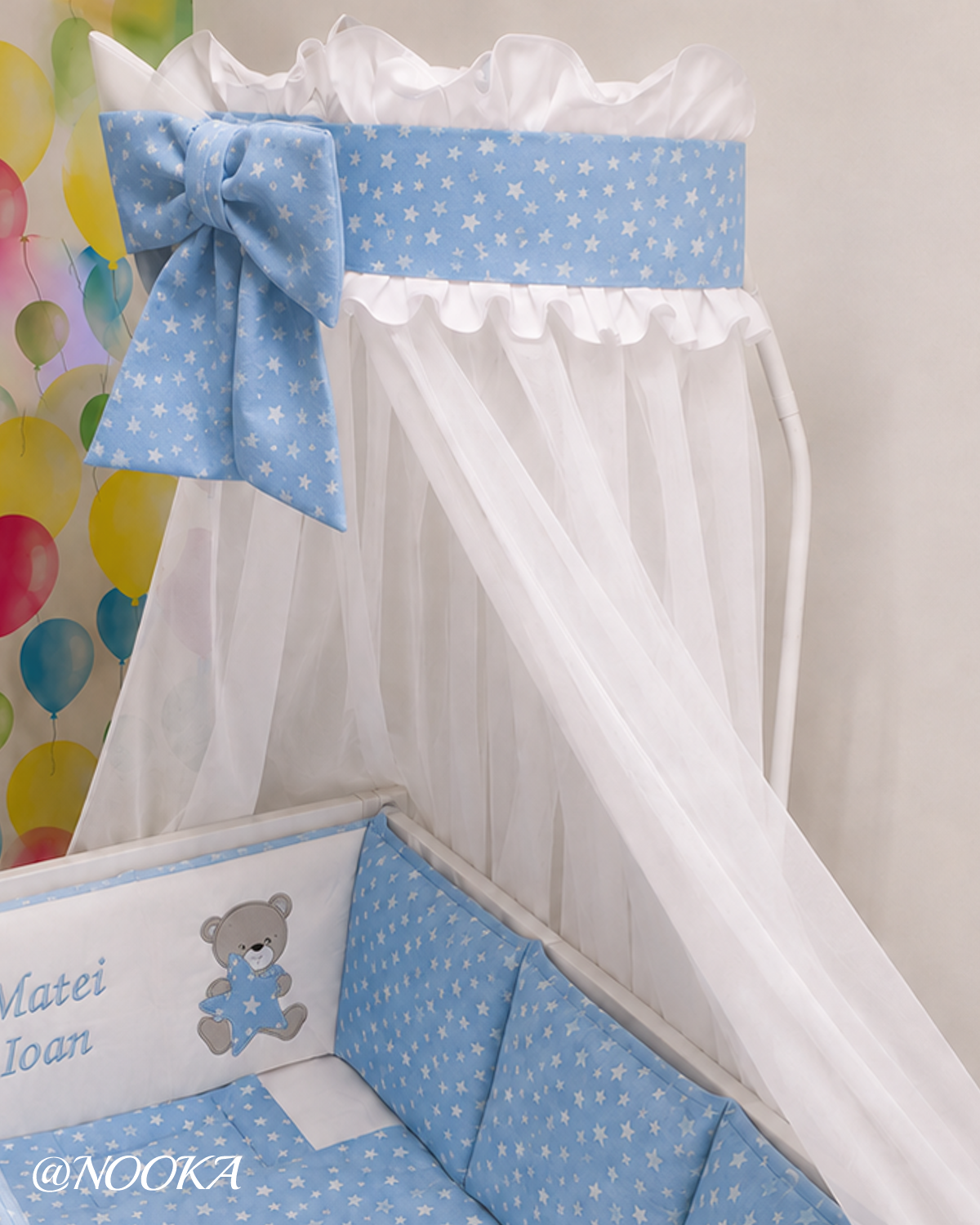 Set lenjerie CONFORT cu baldachin si brau -NOOKA Little Star Bear