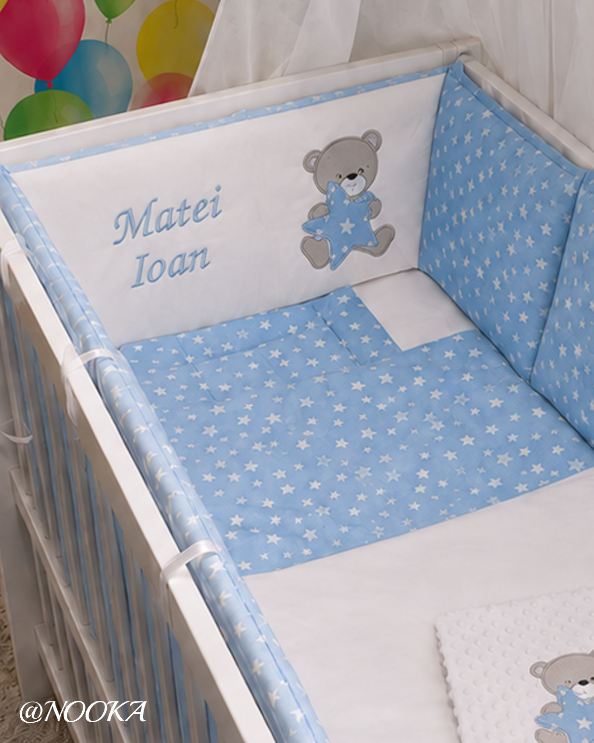 Set lenjerie CONFORT cu baldachin si brau -NOOKA Little Star Bear