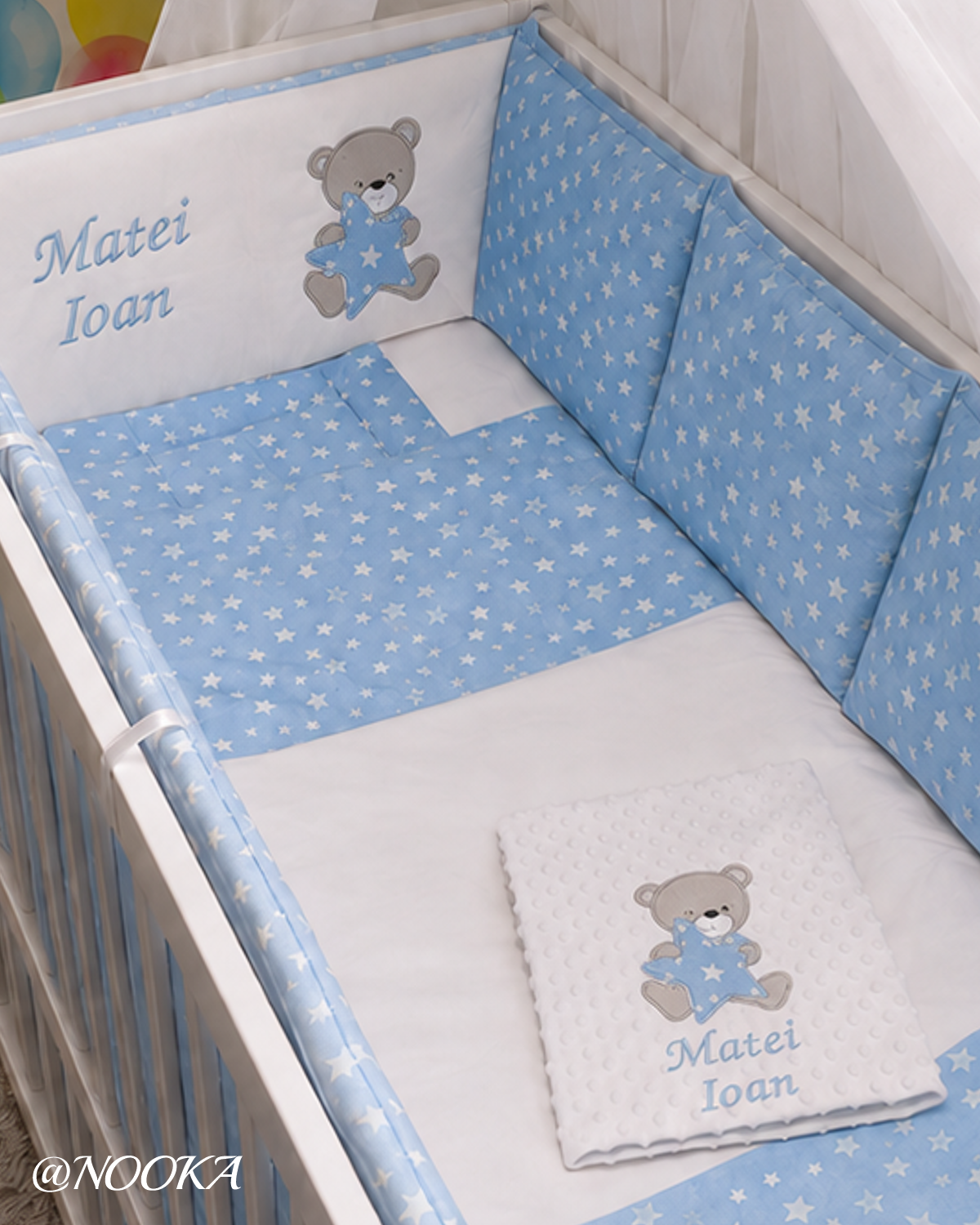 Set lenjerie CONFORT cu baldachin si brau -NOOKA Little Star Bear