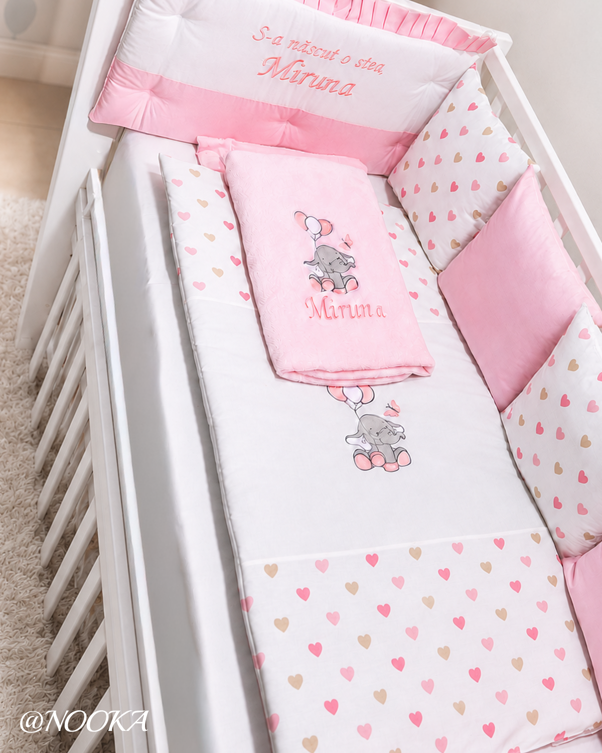 Set lenjerie CONFORT laterale matlasate -NOOKA Vise și Baloane