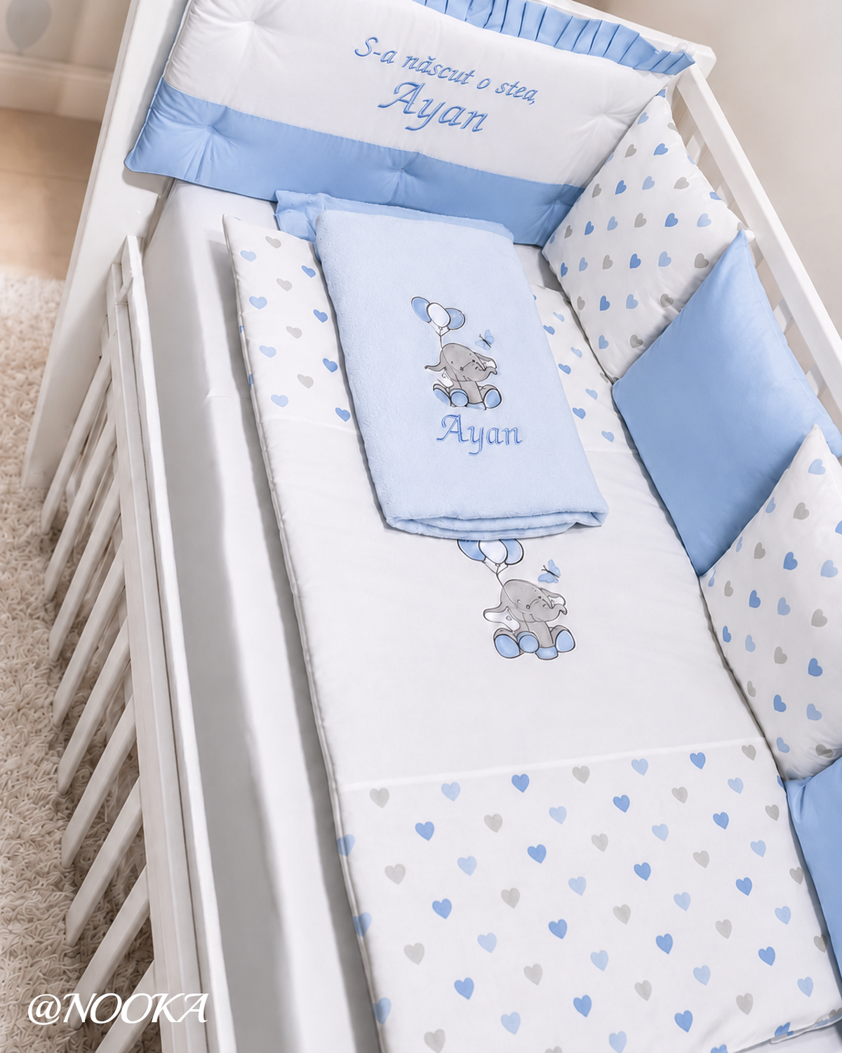 Set lenjerie CONFORT laterale matlasate -NOOKA Vise și Baloane