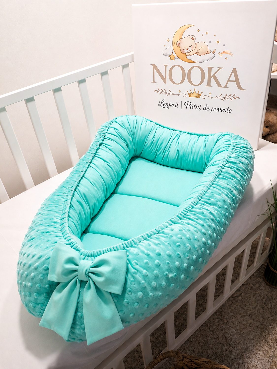 Baby Nest NOOKA - reversibil plush minky & bumbac