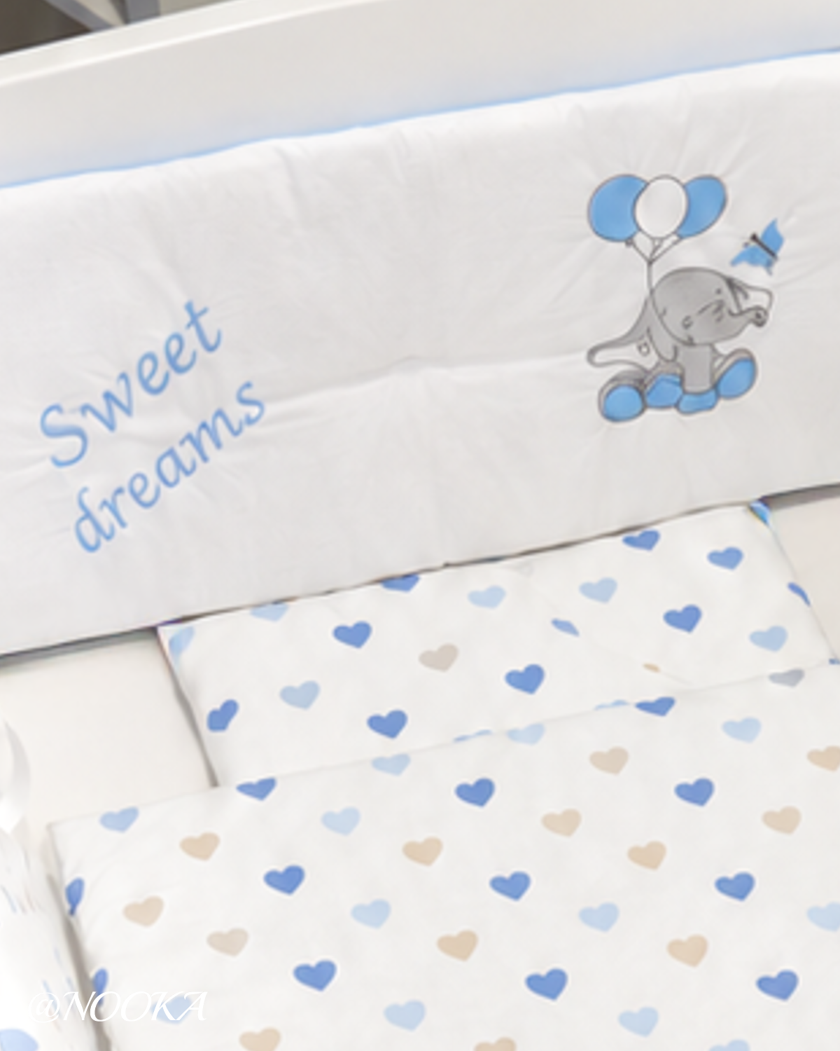 Set lenjerie ESENTIAL cu aparatori clasice NOOKA Blue Hearts