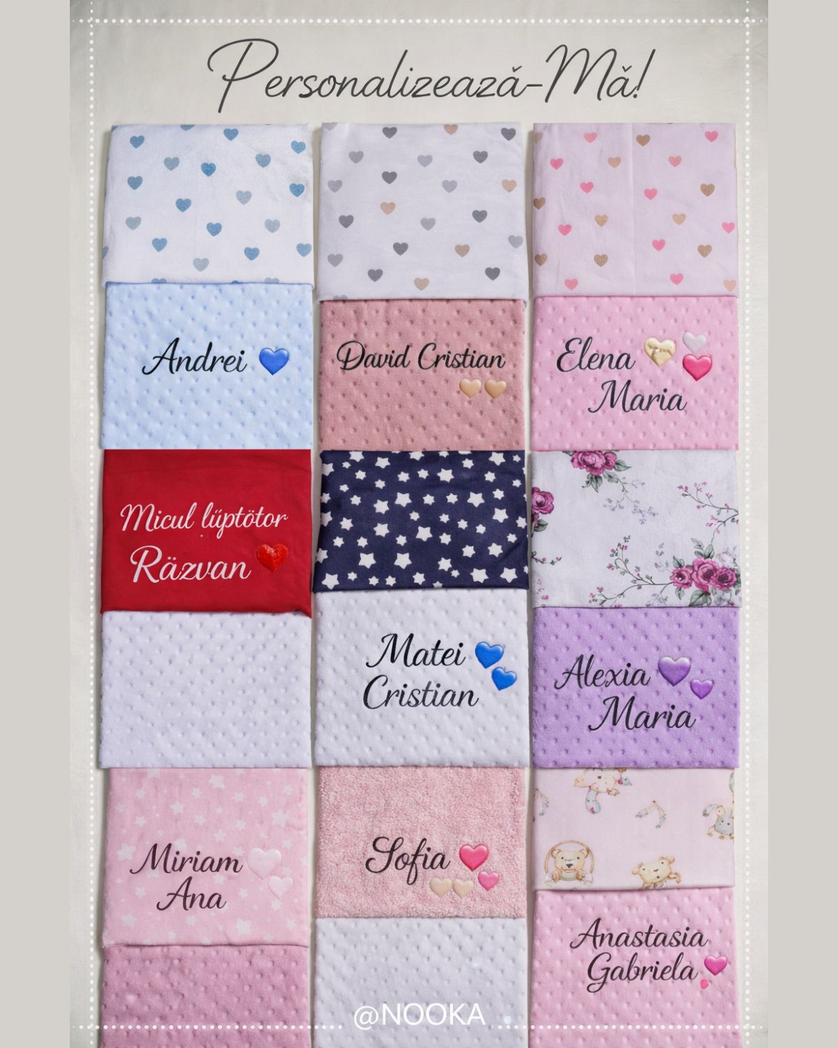 Păturici Personalizate NOOKA – Cu Nume Brodat
