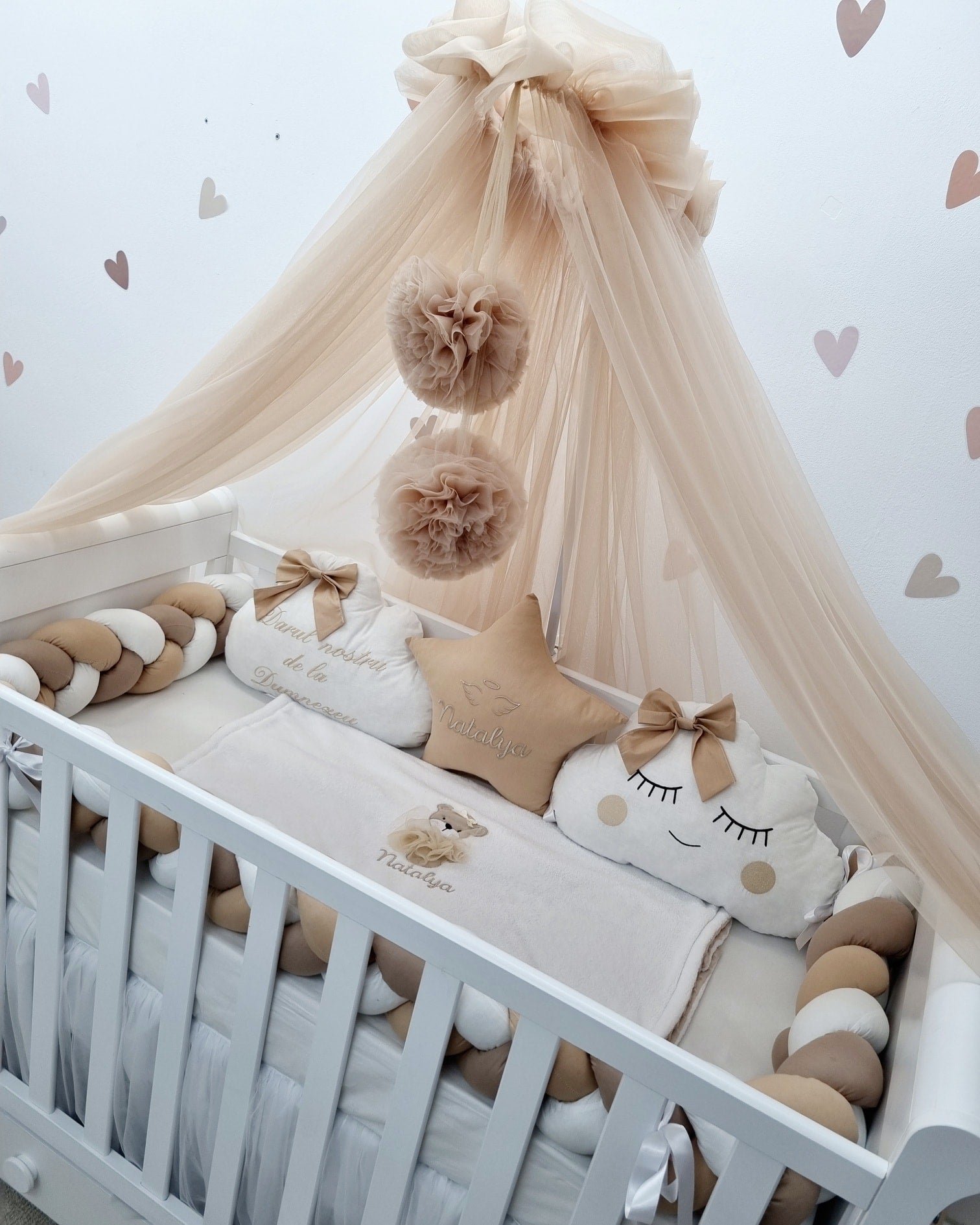 Set lenjerie PREMIUM laterale combinate si baldachin decorativ