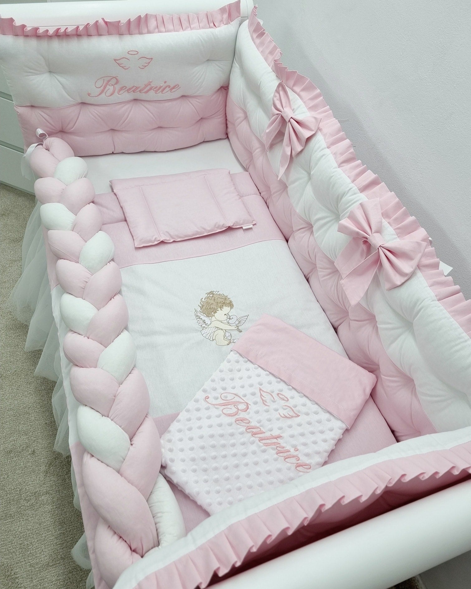 Set lenjerie PREMIUM cu laterale combinate - matlasat & împletit