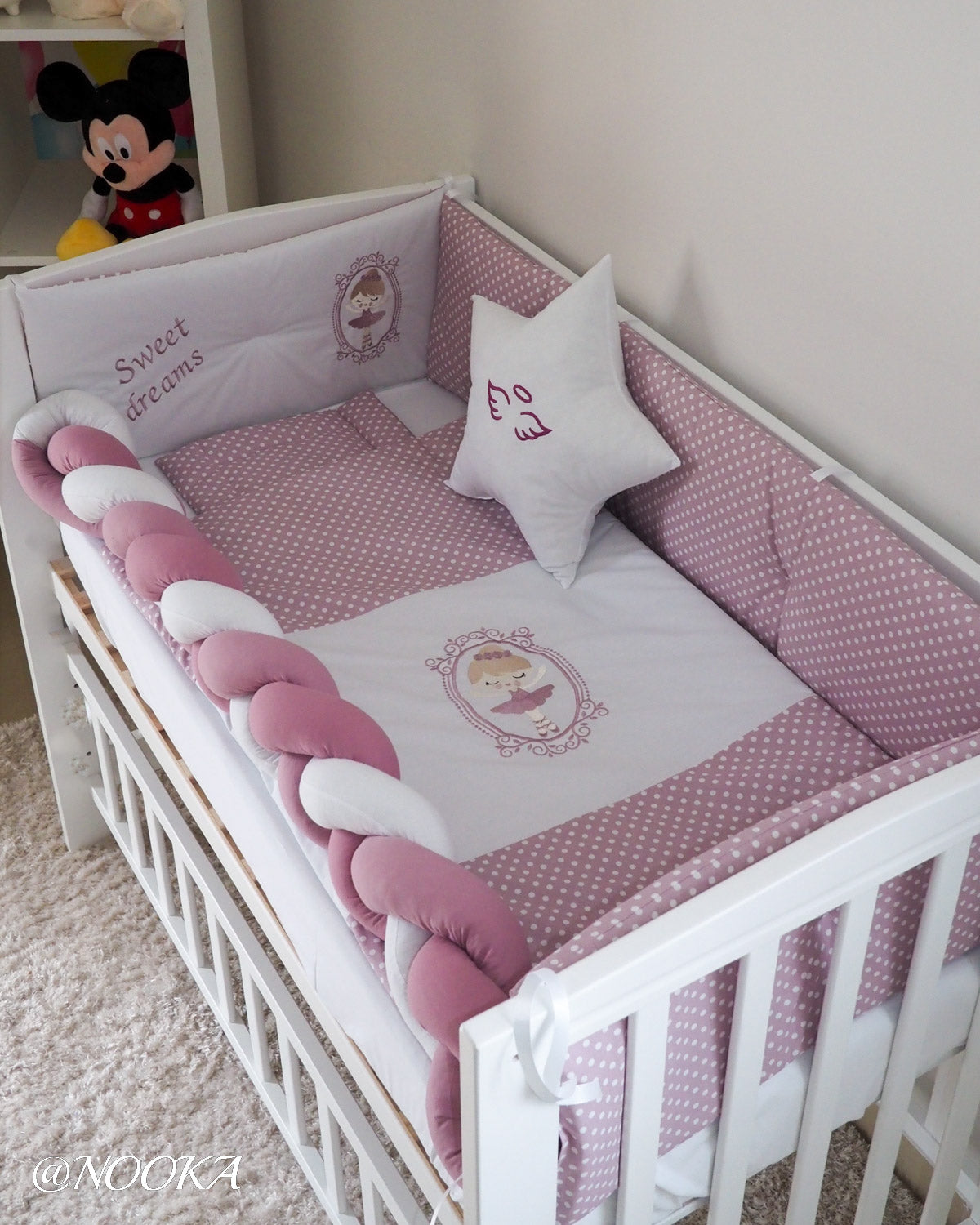 Set lenjerie PREMIUM cu laterale combinate - Little Ballerina Mov pudrat