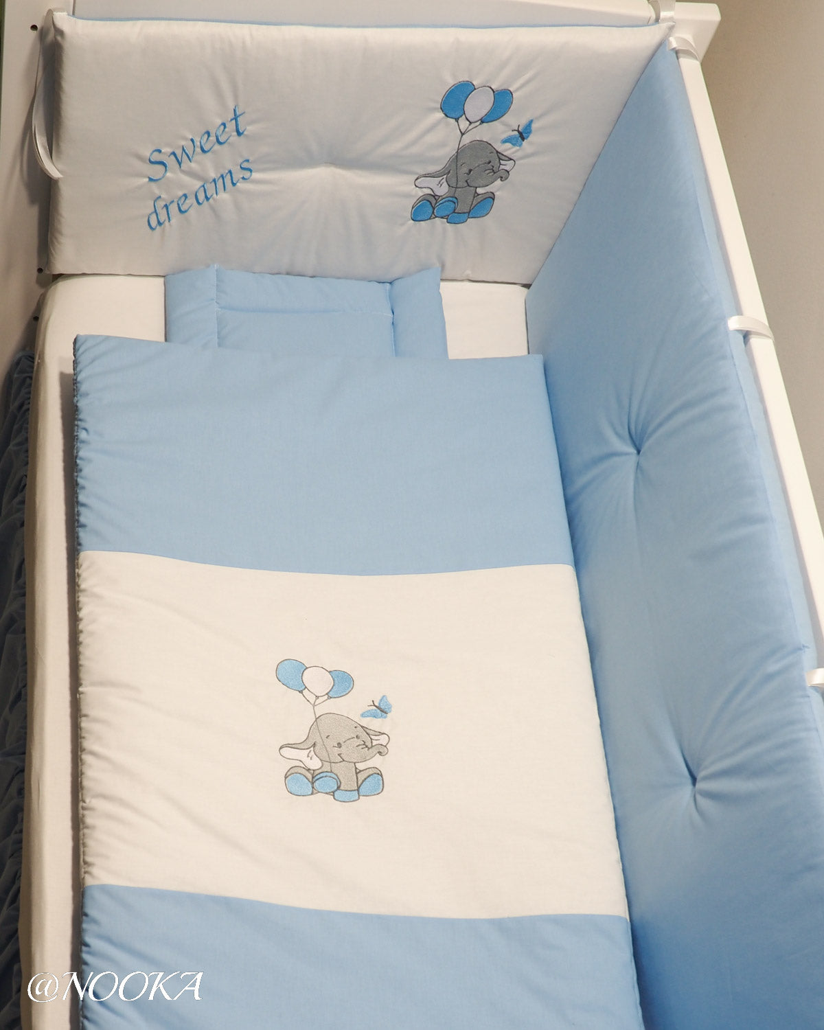 Set lenjerie ESENTIAL cu aparatori clasice - Baby Blue Elephant