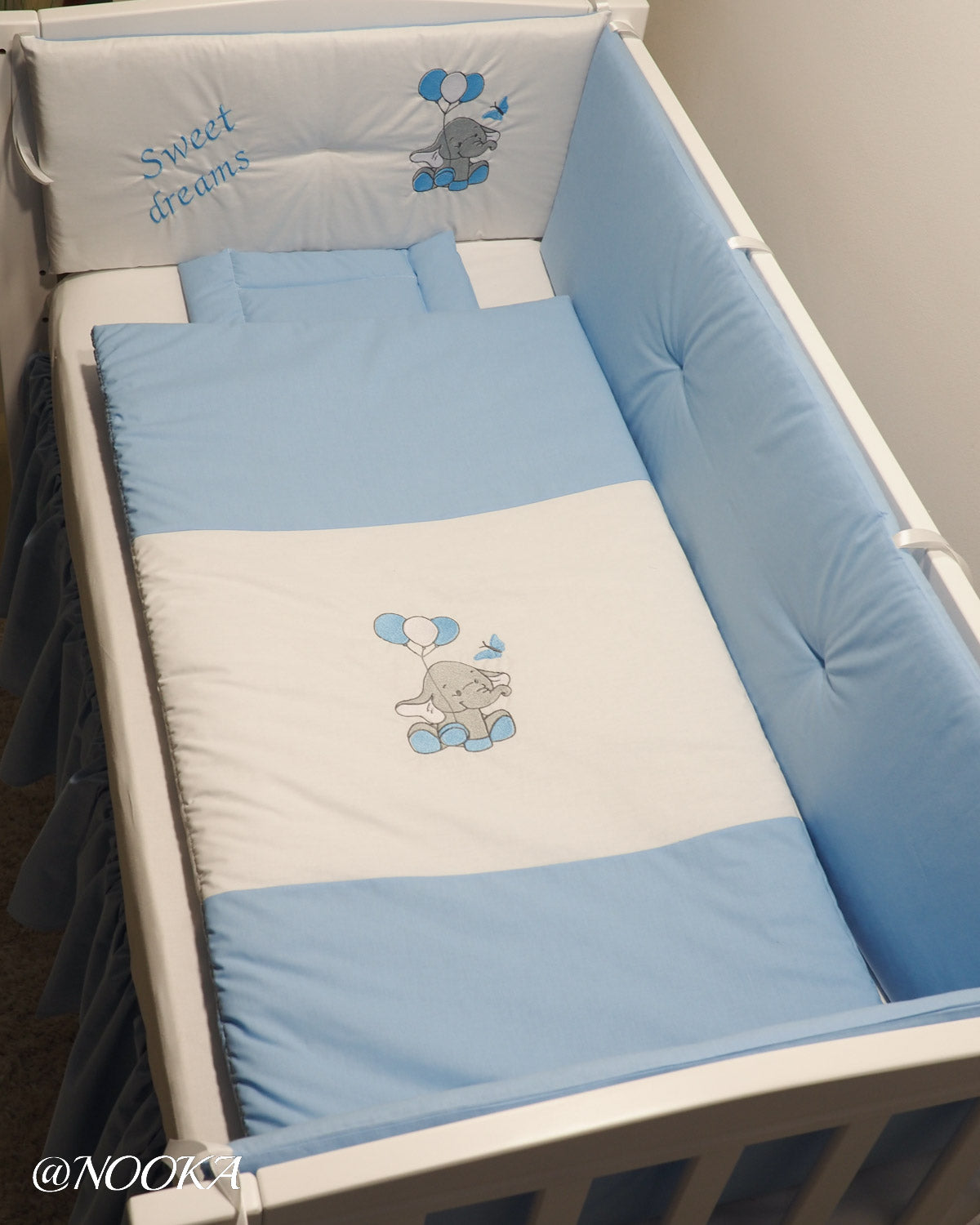 Set lenjerie ESENTIAL cu aparatori clasice - Baby Blue Elephant