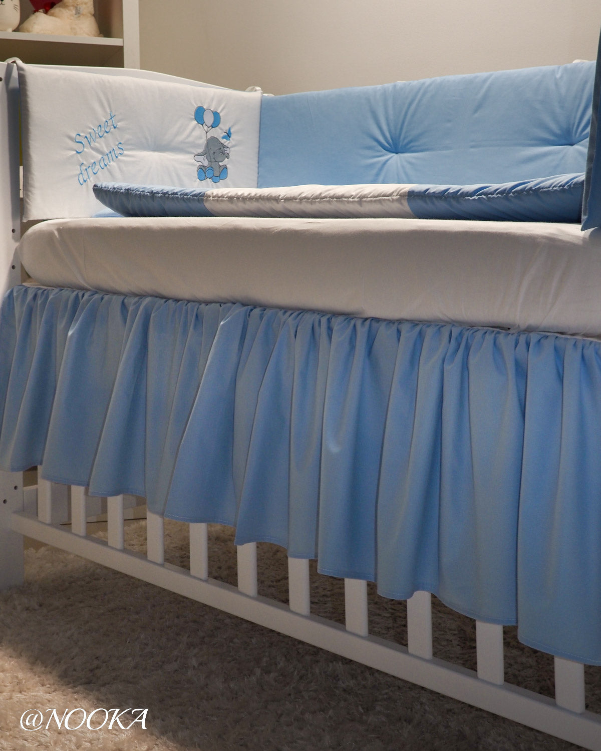Set lenjerie ESENTIAL cu aparatori clasice - Baby Blue Elephant