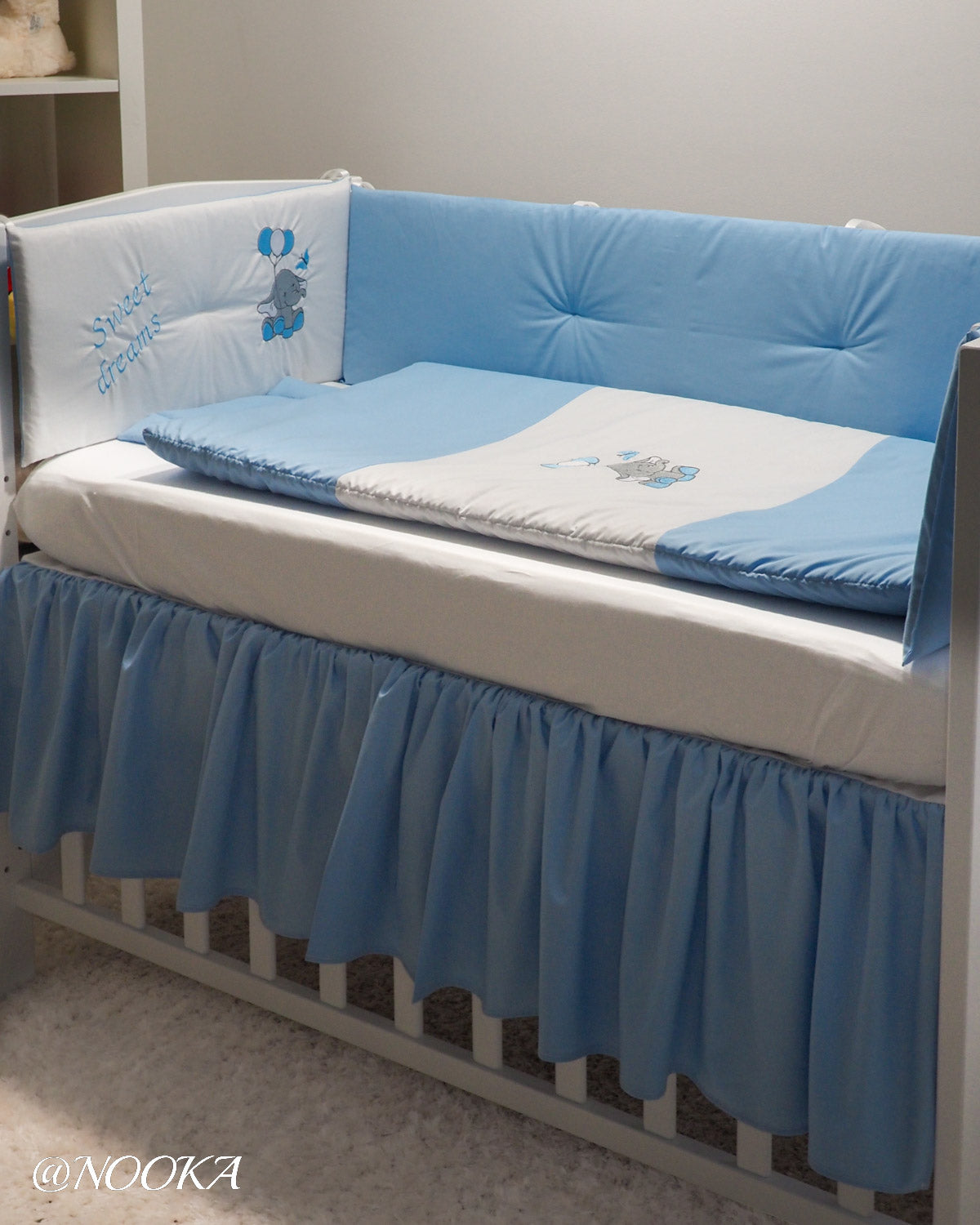 Set lenjerie ESENTIAL cu aparatori clasice - Baby Blue Elephant