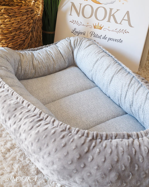 Baby Nest NOOKA - reversibil plush minky & bumbac