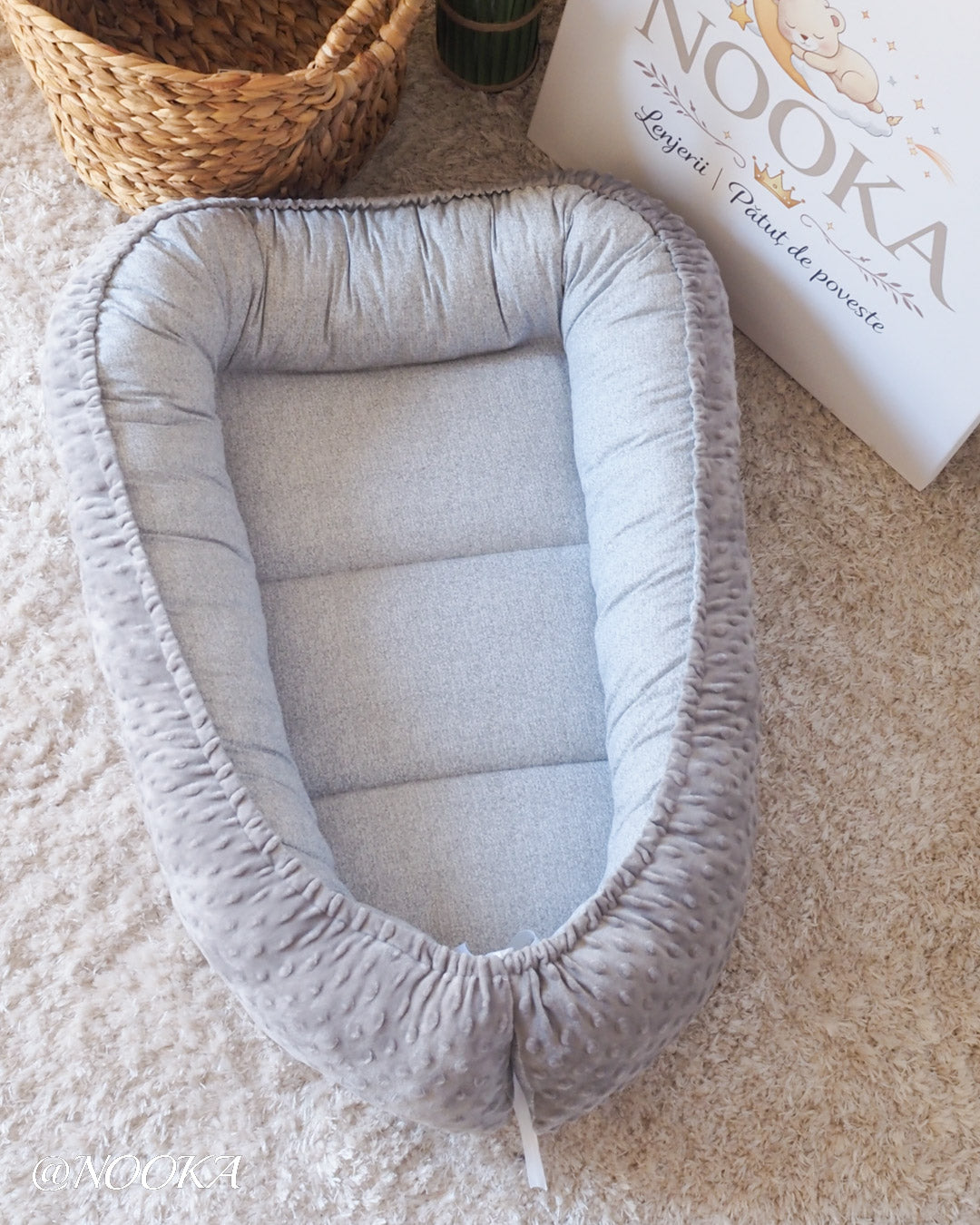 Baby Nest NOOKA - reversibil plush minky & bumbac