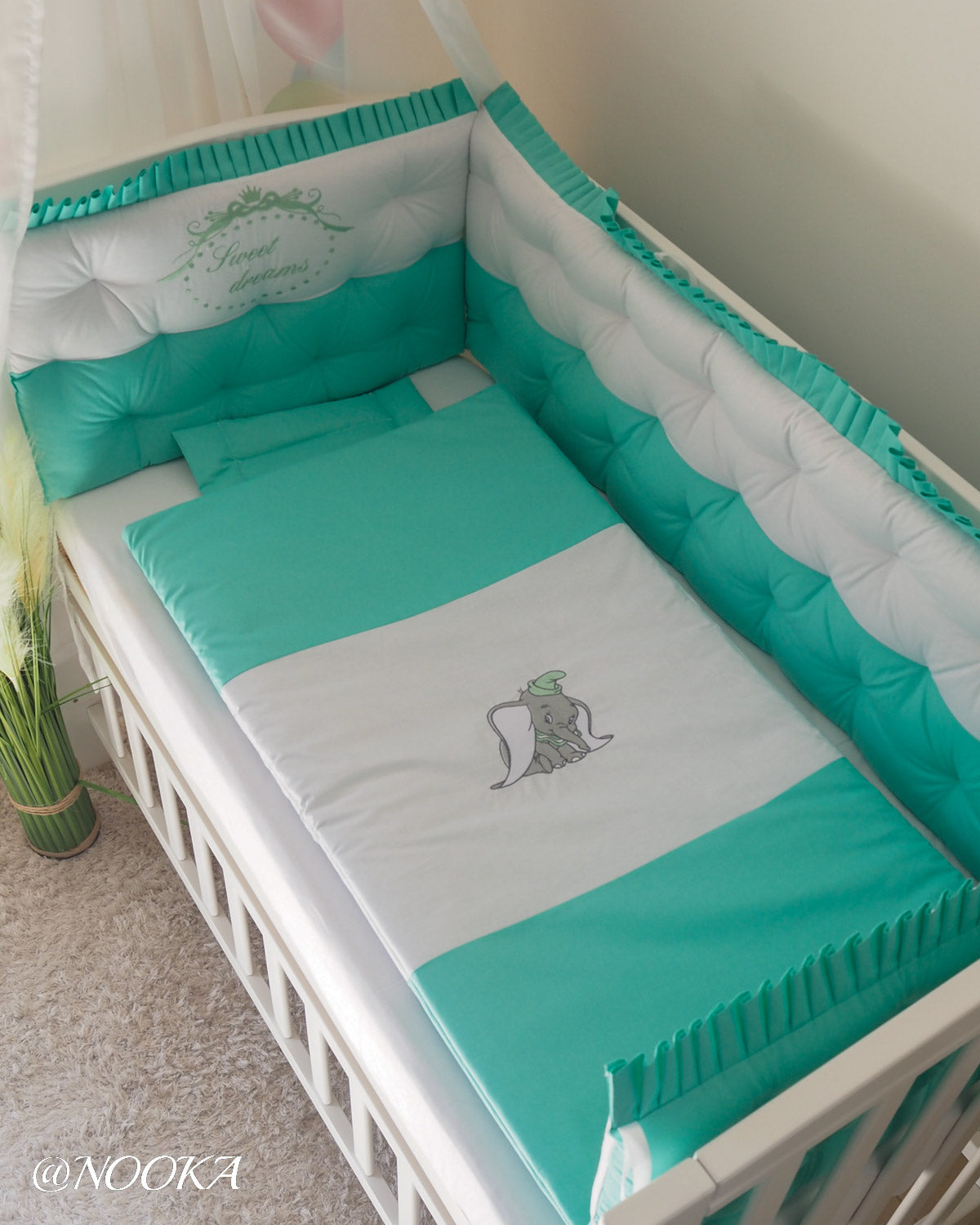 Set lenjerie CONFORT laterale matlasate (3L)-NOOKA Elephant Dream Mint