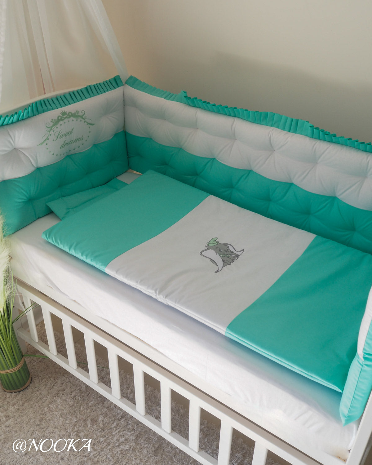 Set lenjerie CONFORT laterale matlasate (3L)-NOOKA Elephant Dream Mint