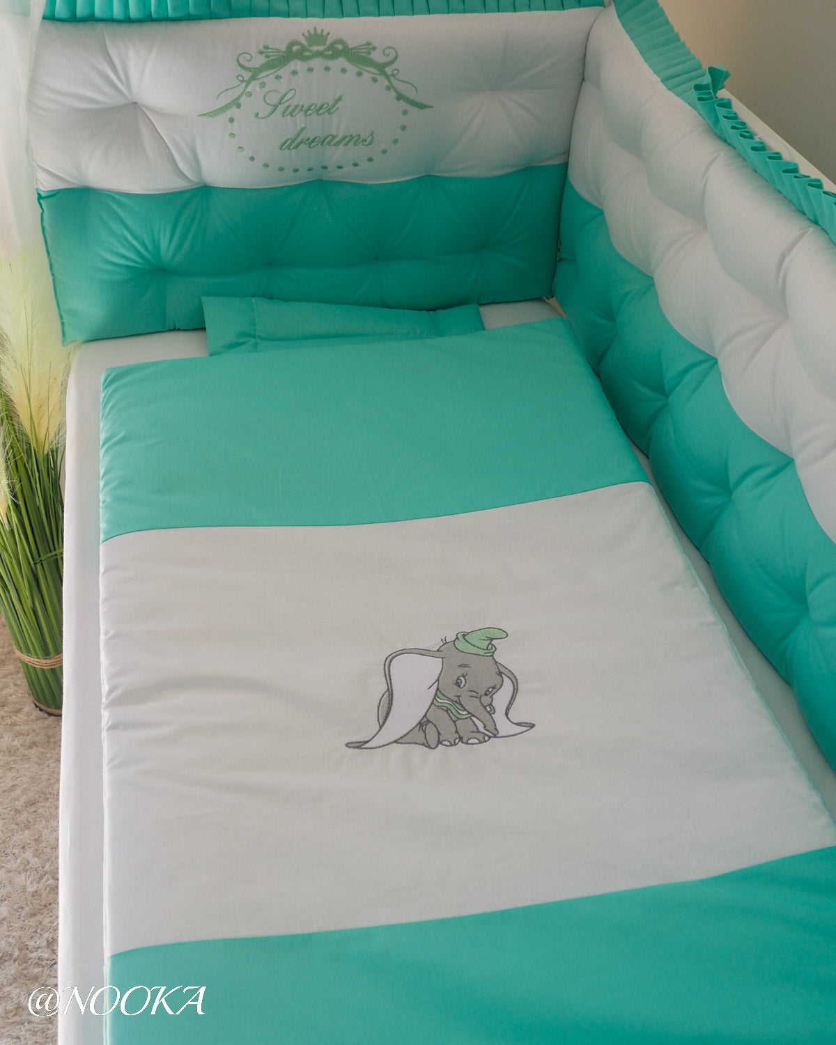 Set lenjerie CONFORT laterale matlasate (3L)-NOOKA Elephant Dream Mint