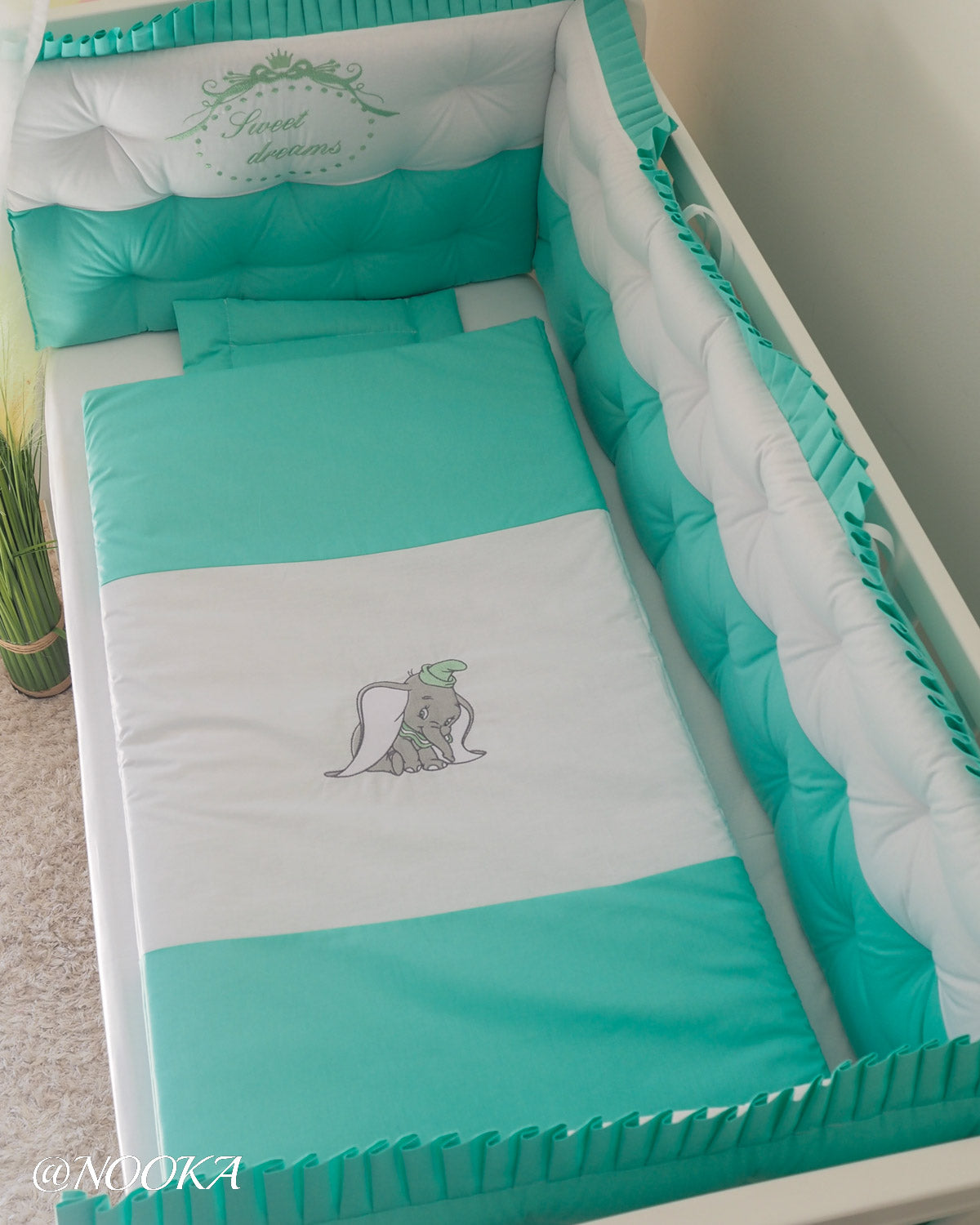 Set lenjerie CONFORT laterale matlasate (3L)-NOOKA Elephant Dream Mint