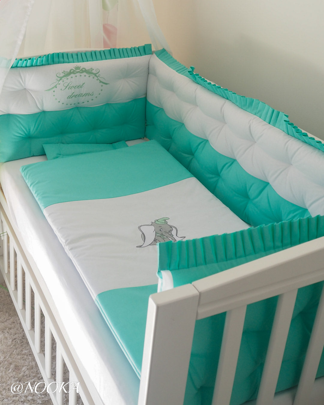 Set lenjerie CONFORT laterale matlasate -NOOKA Dumbo Mint