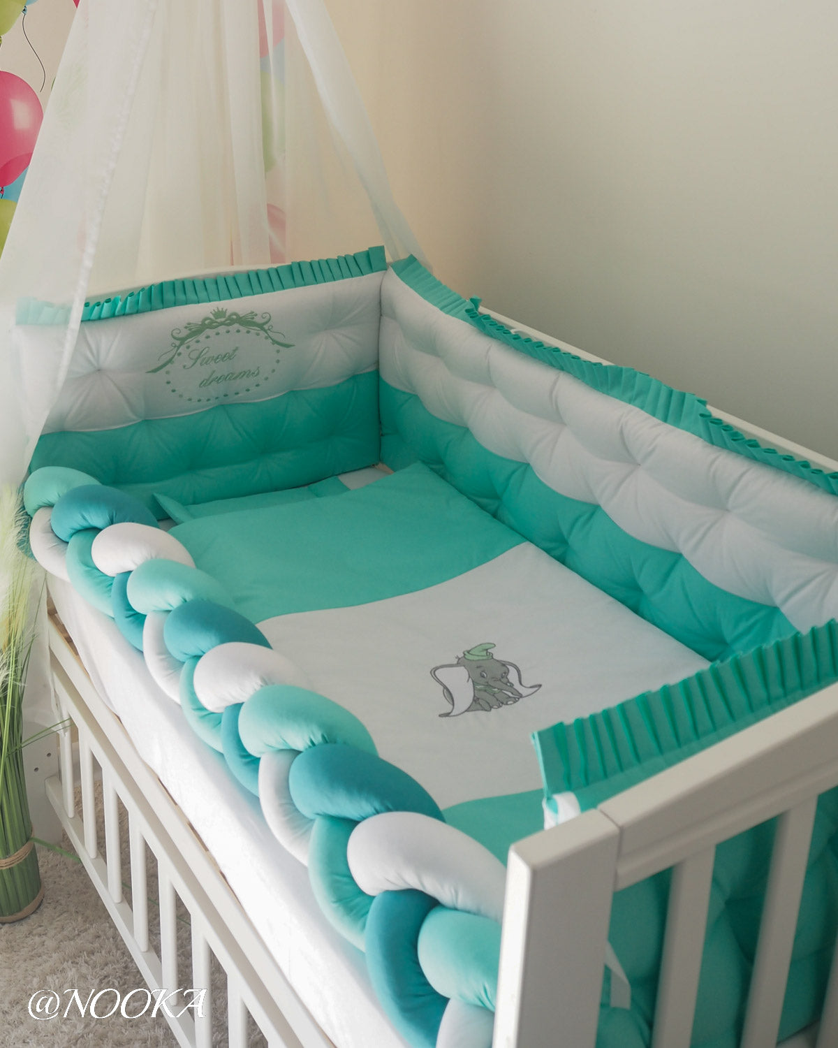 Set lenjerie PREMIUM laterale combinate -NOOKA Elephant Dream Mint