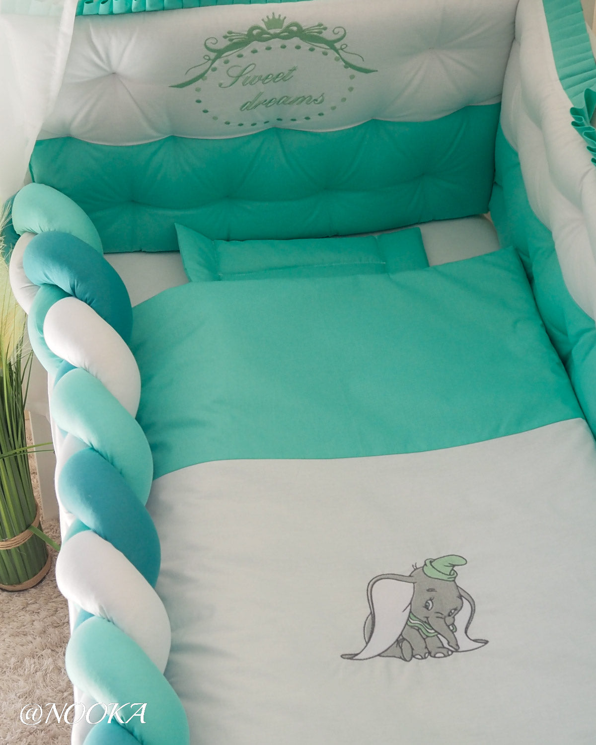 Set lenjerie PREMIUM laterale combinate -NOOKA Elephant Dream Mint