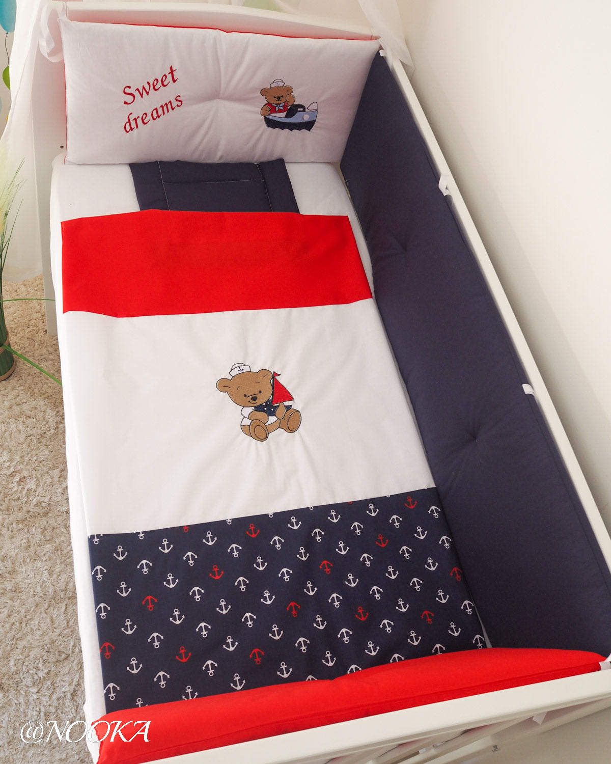 Set lenjerie ESENTIAL cu aparatori clasice 3L - NOOKA Sweet Dreams Sailor