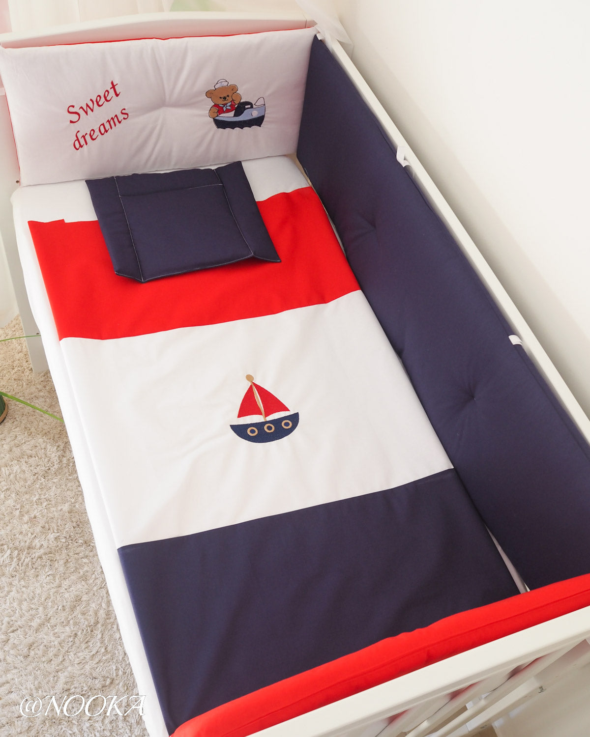 Set lenjerie ESENTIAL cu aparatori clasice 3L - NOOKA Sweet Dreams Sailor